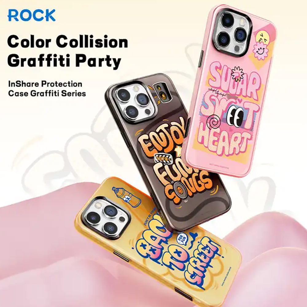 Picture of Apple iPhone 15 Pro Max 6.7 Case | Rock Inshare Graffiti Hiqh Quality Print Colorful Drop Protection Case for iPhone 15 Pro Max 6.7 (Brown)