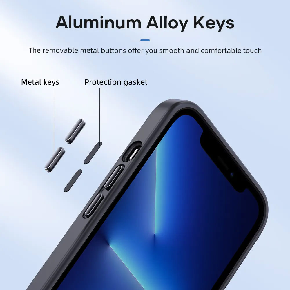 Picture of Apple iPhone 14 6.1 Case | Rock Guard Touch Lens Protection Anti Finger Print Drop Protection Case for iPhone 14 6.1 (Matte Blue)