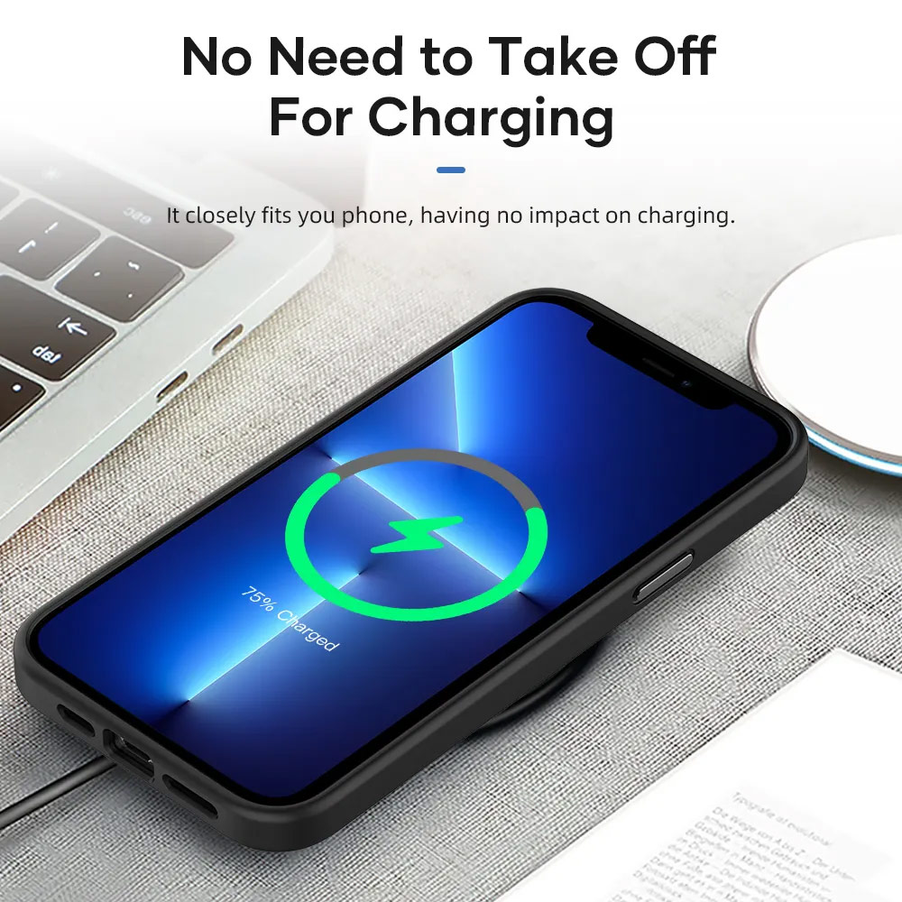 Picture of Apple iPhone 14 6.1 Case | Rock Guard Touch Lens Protection Anti Finger Print Drop Protection Case for iPhone 14 6.1 (Matte Blue)