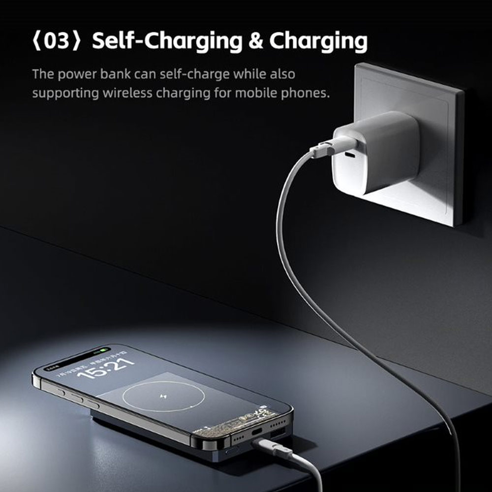 Picture of Rock CCC 3C Certified Power Bank Retro PD20W 15W Magnetic Wireless Charging Fast Charge 10000mAh Travel Portable Small Palm Size Compact Mini Slim Thin Power Bank powerbank (Grey)