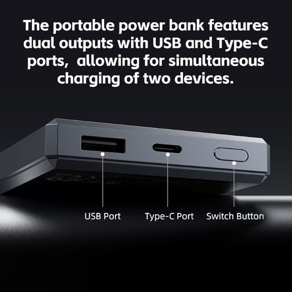 Picture of Rock CCC 3C Certified Power Bank Retro PD20W 15W Magnetic Wireless Charging Fast Charge 10000mAh Travel Portable Small Palm Size Compact Mini Slim Thin Power Bank powerbank (Grey)