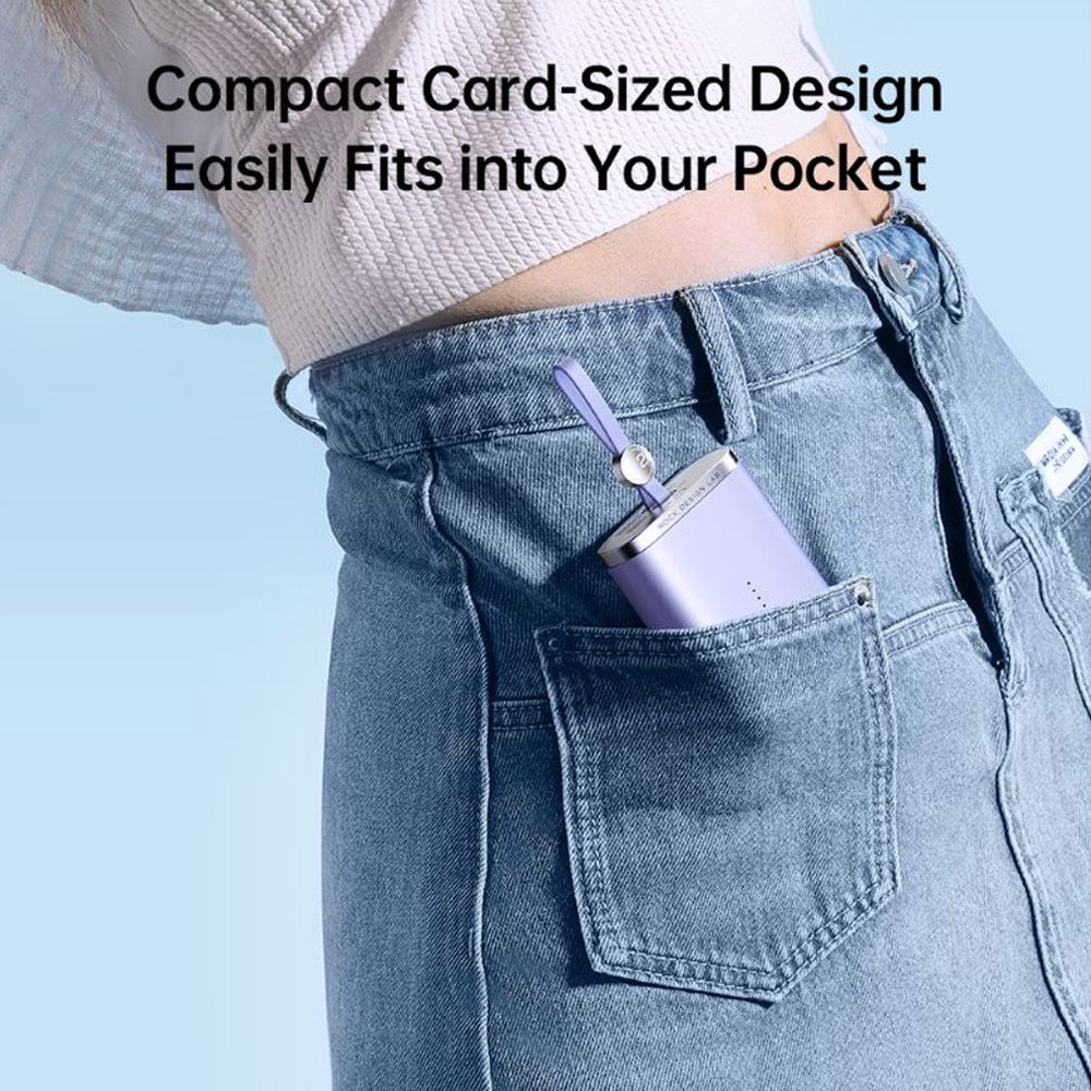 Picture of Rock CCC 3C Certified Power Bank Mini Compact Pocket Size Small Thin Portable Easy Travel Fast Charge CCC Powerbank Power Bank with Cable (Beige)