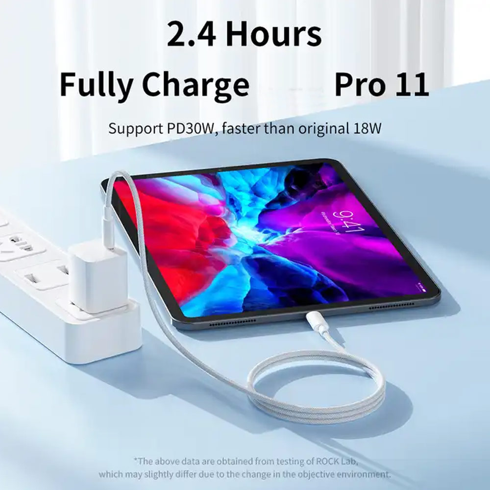 Picture of ROCK R6 Top Quality Type C to C 100W Charging Cable 5A Fast Charging Cable for iPhone 15 Pro Max Huawei Xiaomi Samsung (200cm 1M)