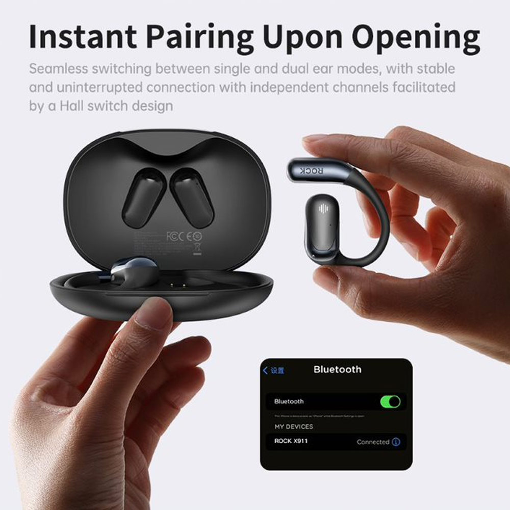 Picture of Rock X911 OWS Bluetooth Earphones Open Ear Comfort Hook Design Earphone Music Call Noise Cancellation (Green Shin Chan)