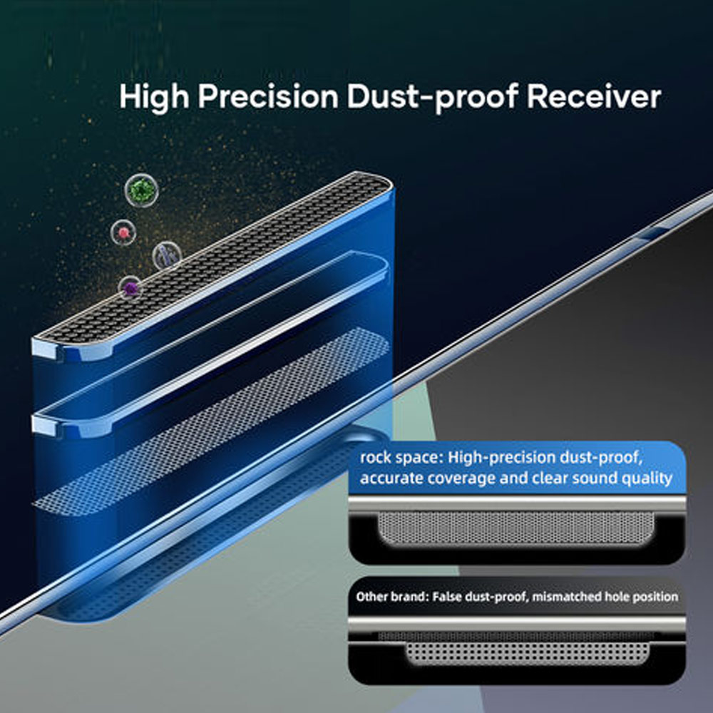 Picture of Apple iPhone 14 6.1  | Rock Space HD Full Coverage Tempered Glass with Dust Filter with Easy Installation Helper Tools for iPhone 14 iPhone 13 Pro 6.1 (Anti Blue Light)