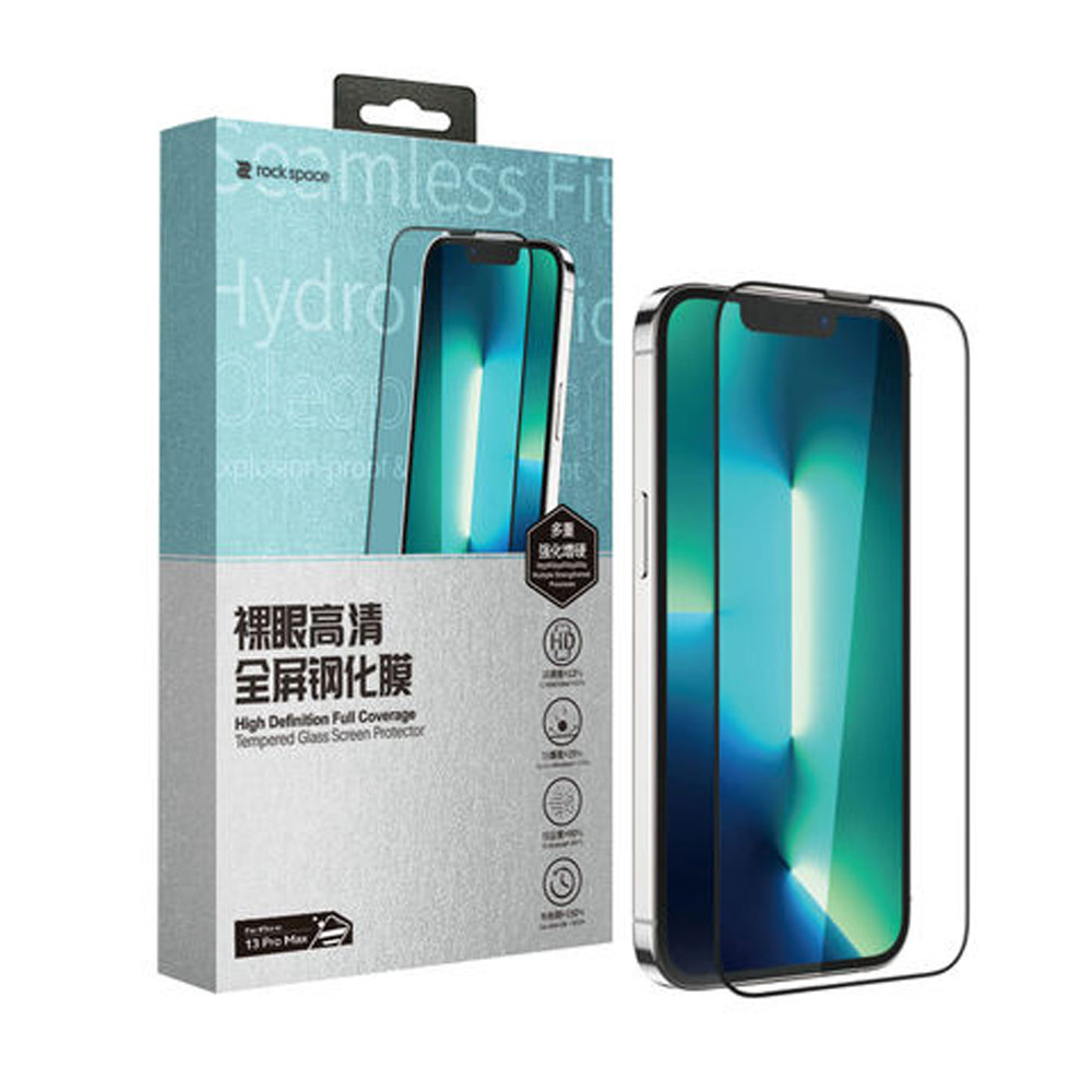 Picture of Apple iPhone 14 Pro 6.1  | Rock Space HD Full Coverage Tempered Glass with Dust Filter with Easy Installation Helper Tools for iPhone 14 Pro 6.1 (Crsytal Clear HD)
