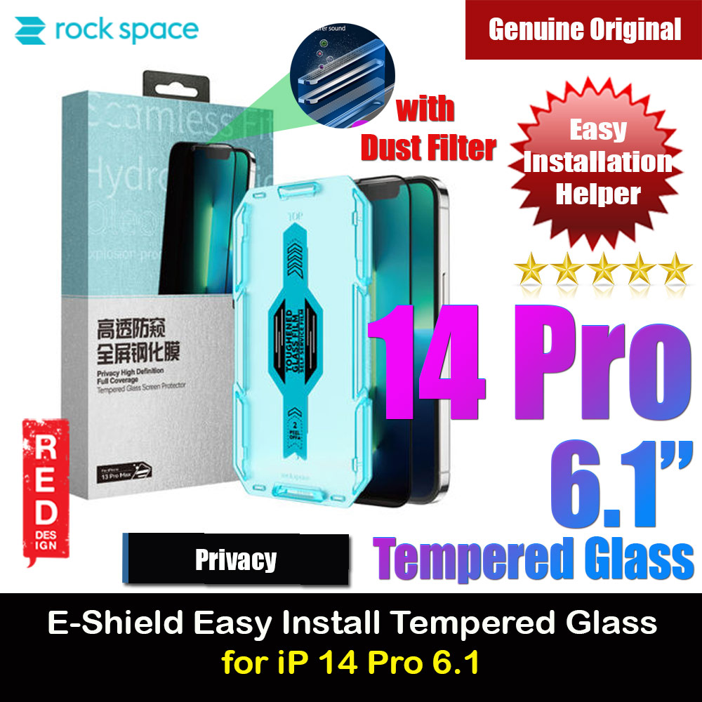 Picture of Rock Space HD Full Coverage Tempered Glass with Dust Filter with Easy Installation Helper Tools for iPhone 14 Pro 6.1 (Privacy Anti View Peep) Apple iPhone 14 Pro 6.1- Apple iPhone 14 Pro 6.1 Cases, Apple iPhone 14 Pro 6.1 Covers, iPad Cases and a wide selection of Apple iPhone 14 Pro 6.1 Accessories in Malaysia, Sabah, Sarawak and Singapore 