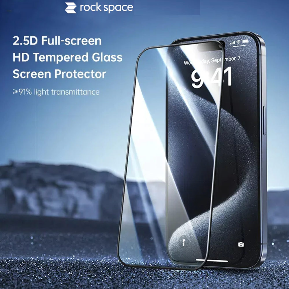Picture of Apple iPhone 16 Plus 6.7  | Rock Space HD Full Coverage Tempered Glass for iPhone 16 Plus 6.7 (Clear)