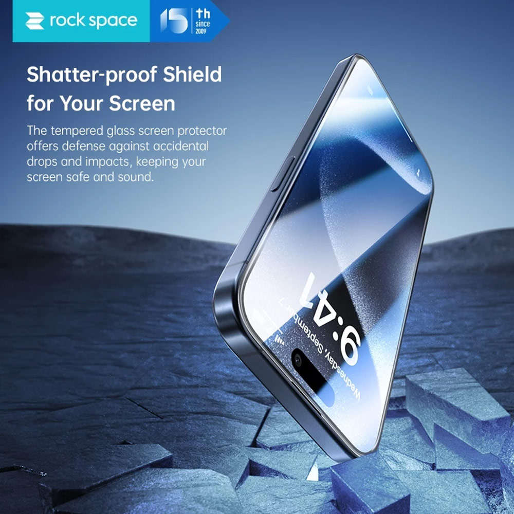 Picture of Apple iPhone 16 Plus 6.7  | Rock Space HD Full Coverage Tempered Glass for iPhone 16 Plus 6.7 (Clear)