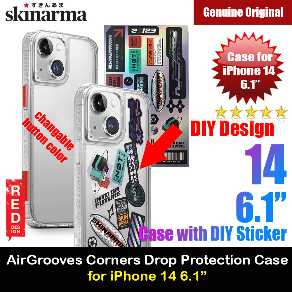 Picture of Skinarma Saido AirGrooves Corners Series Drop Protection Case with DIY Decor Sticker for iPhone 14 6.1 (Clear) Apple iPhone 14 6.1- Apple iPhone 14 6.1 Cases, Apple iPhone 14 6.1 Covers, iPad Cases and a wide selection of Apple iPhone 14 6.1 Accessories in Malaysia, Sabah, Sarawak and Singapore 