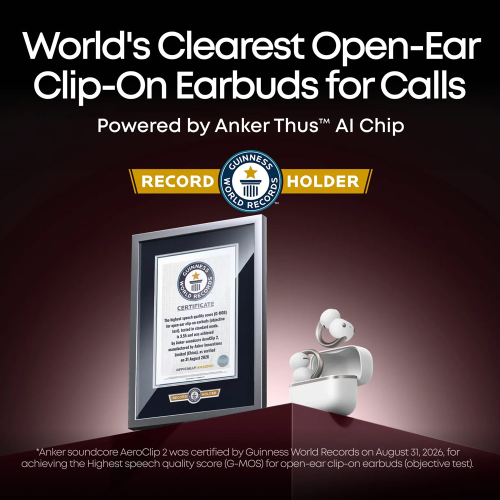 Picture of Soundcore by Anker AeroClip 2 Guinness-Certified Open-Ear Clip-On Earbuds with AI Clear Calls - Midnight Black