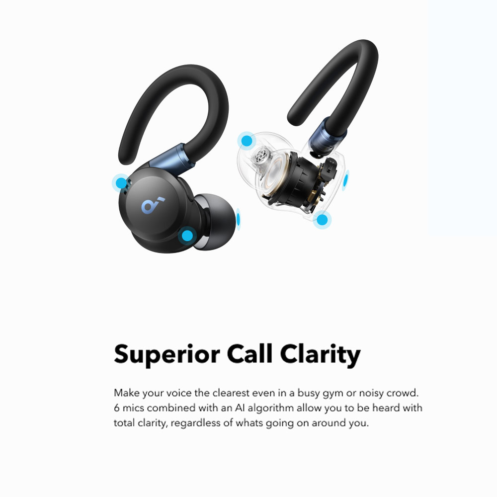 Picture of Soundcore by Anker Sport X20 Comfortable In-Ear Sport Earbuds with Hook Super Bass Strong Noice Cancellation Long Hour (Black)