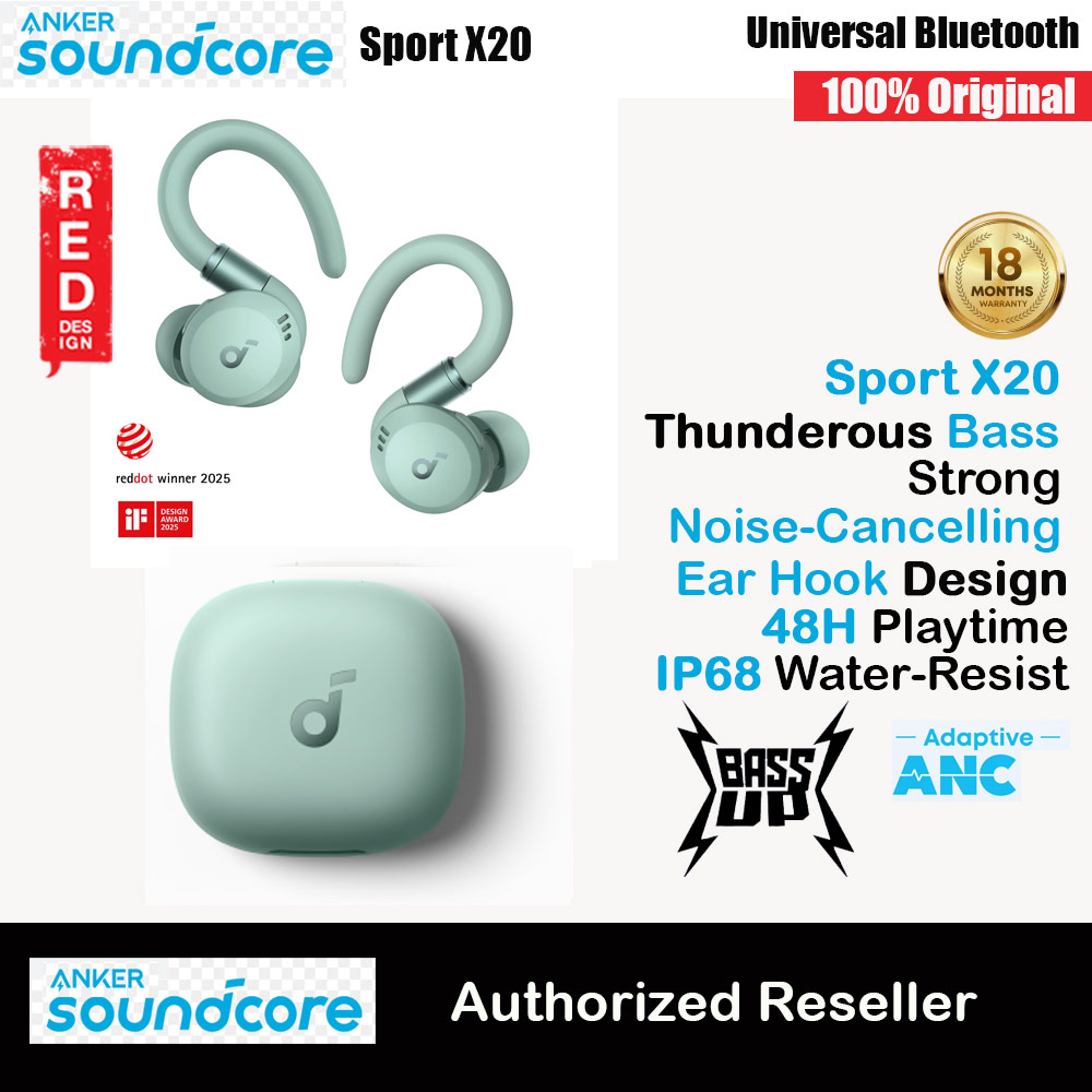 Picture of Soundcore by Anker Sport X20 Comfortable In-Ear Sport Earbuds with Hook Super Bass Strong Noice Cancellation Long Hour (Green) Red Design- Red Design Cases, Red Design Covers, iPad Cases and a wide selection of Red Design Accessories in Malaysia, Sabah, Sarawak and Singapore 