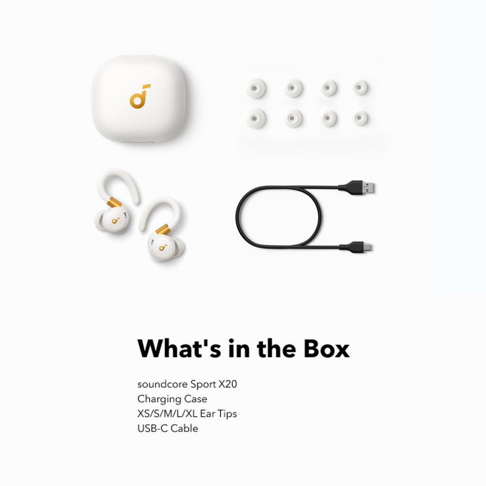 Picture of Soundcore by Anker Sport X20 Comfortable In-Ear Sport Earbuds with Hook Super Bass Strong Noice Cancellation Long Hour (White)
