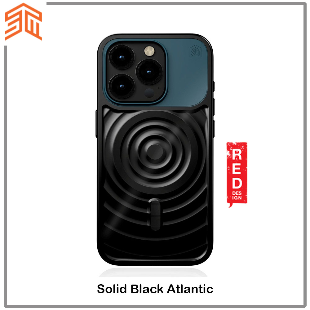 Picture of Apple iPhone 15 Pro Max 6.7 Case | STM Reawaken Ripple Drop Magnetic Protection Case for iPhone 15 Pro Max 6.7 (Solid Black Atlantic)