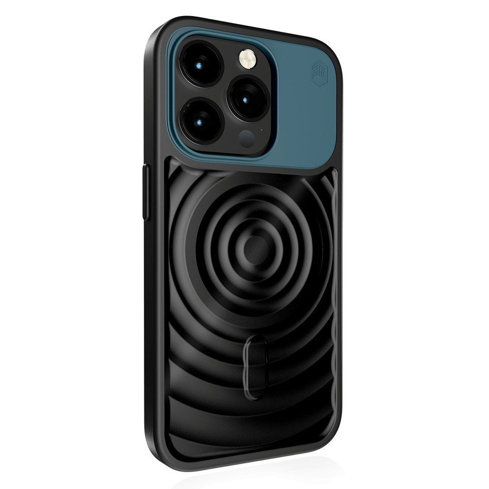 Picture of Apple iPhone 15 Pro Max 6.7 Case | STM Reawaken Ripple Drop Magnetic Protection Case for iPhone 15 Pro Max 6.7 (Solid Black Atlantic)