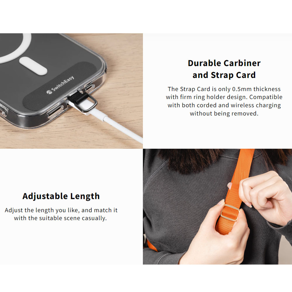 Picture of Switcheasy Easy Strap Crossbody Lanyard Shoulder Holder Card Link Adjustable Strap for any closed-bottom phone case (Orange)