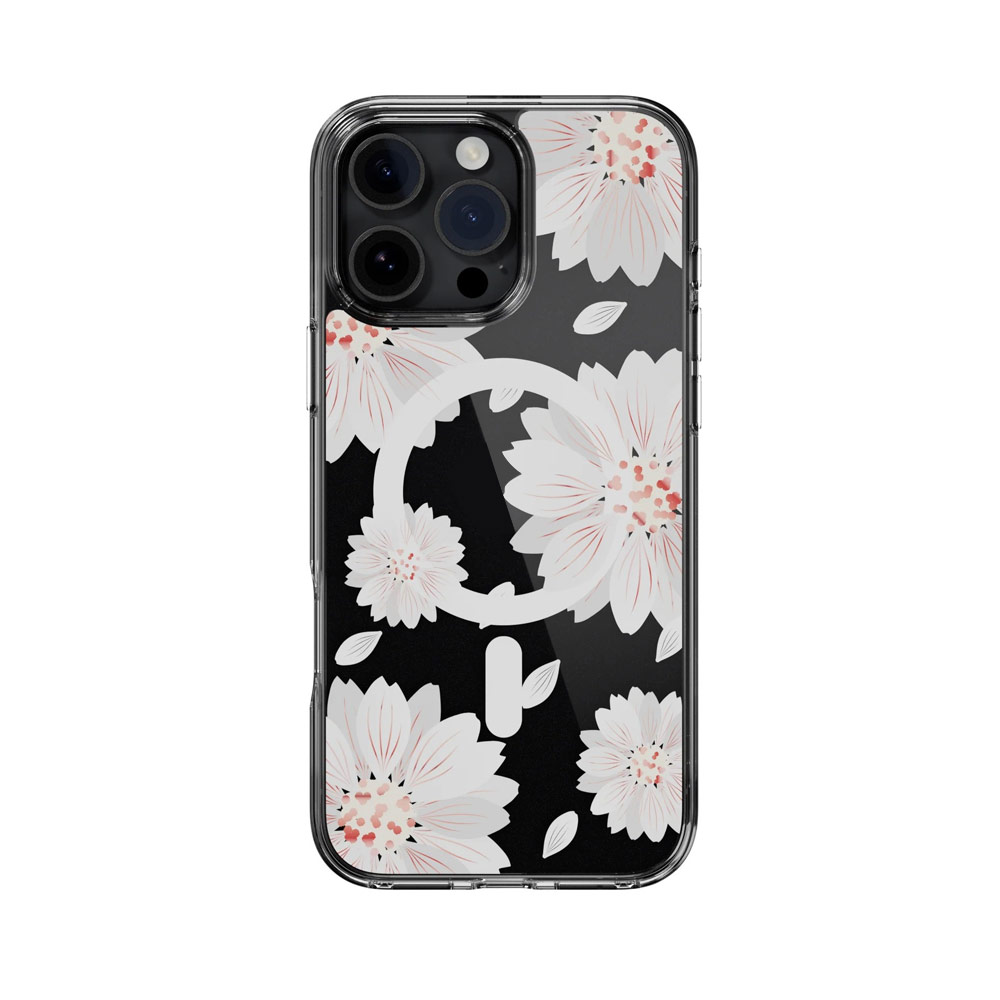 Picture of Apple iPhone 16 Pro 6.3 Case | Switcheasy Style M Flower Fashionable Magsafe Compatible Case for iPhone 16 Pro 6.3 (White Flower)