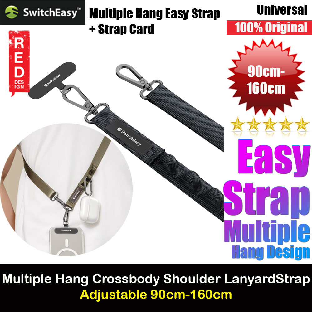 Picture of Switcheasy Easy Strap with Multiple Hang Design Crossbody Lanyard Shoulder Holder Card Link Adjustable Strap for any closed-bottom phone case (Dark Black) Red Design- Red Design Cases, Red Design Covers, iPad Cases and a wide selection of Red Design Accessories in Malaysia, Sabah, Sarawak and Singapore 