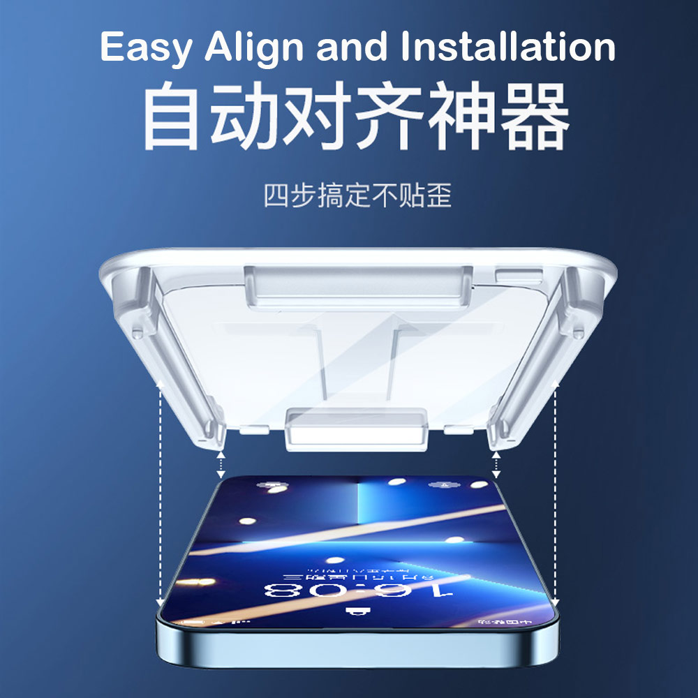 Picture of Apple iPhone 13 Pro Max 6.7  | Totu Full Coverage Tempered Glass with Easy Installation Tools with Dust Filter for iPhone 13 Pro Max 6.7 (Clear)