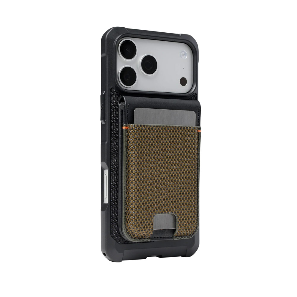 Picture of Apple iPhone 13 6.1  | UAG Metropolis Kevlar Leather MagSafe Wallet and Stand Kickstand Card Holder Phone Stand (Kevlar Element Green)