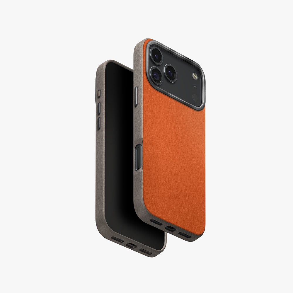 Picture of Apple iPhone 17 Pro Max 6.9 Case | Uniq Lyden DS Premium Leatherette Magclick Protection Case for iPhone 17 Pro Max 6.9 (Flamed Orange)