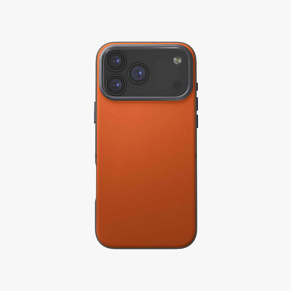 Picture of Apple iPhone 17 Pro Max 6.9 Case | Uniq Lyden DS Premium Leatherette Magclick Protection Case for iPhone 17 Pro Max 6.9 (Flamed Orange)
