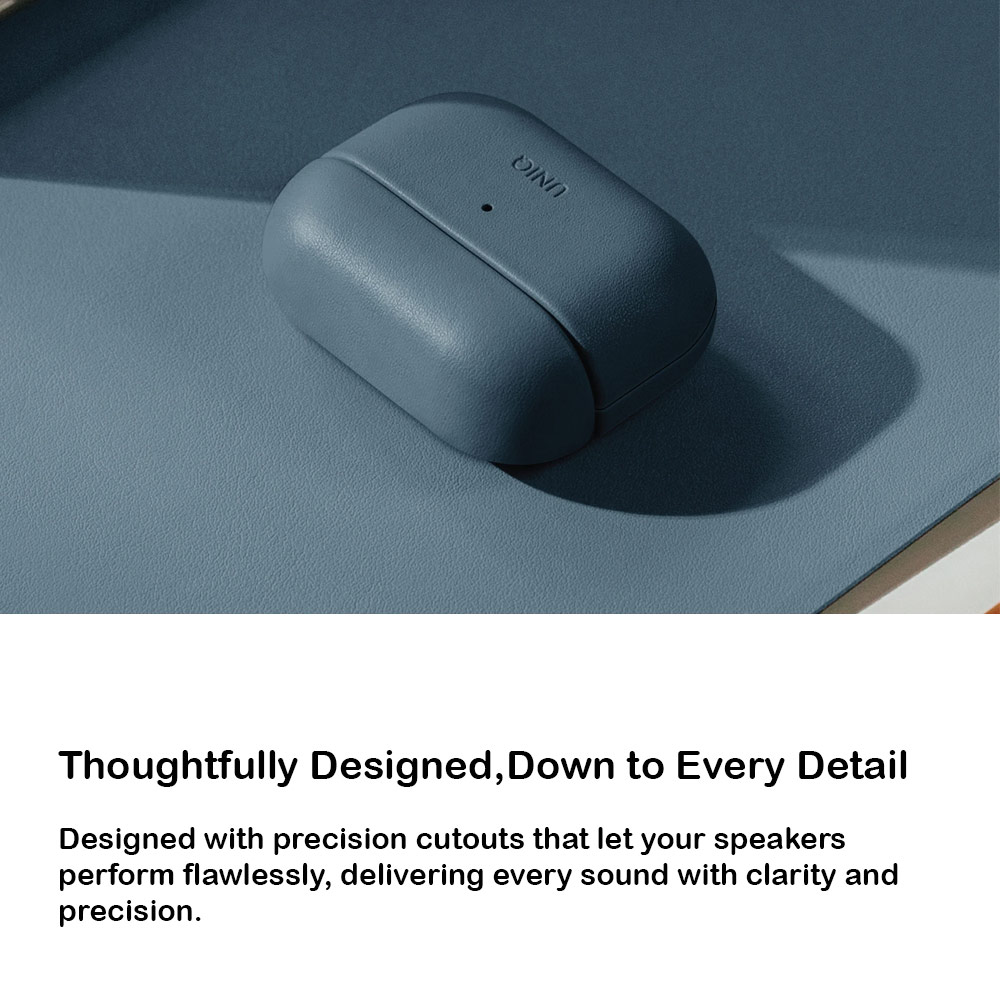 Picture of Apple Airpods Pro 3 Case | Uniq Lyden Vex Premium Leatherette Case for Airpods Pro 3 3rd Gen 2025 (Blue)