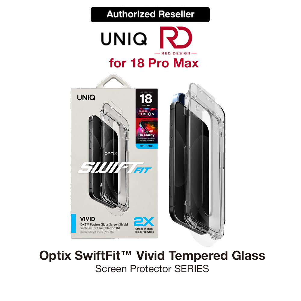 Picture of Uniq Optix SwiftFit Vivid Tempered Glass Screen Protector for iPhone 18 Pro Max - Vivid Clear Apple iPhone 18 Pro Max- Apple iPhone 18 Pro Max Cases, Apple iPhone 18 Pro Max Covers, iPad Cases and a wide selection of Apple iPhone 18 Pro Max Accessories in Malaysia, Sabah, Sarawak and Singapore 