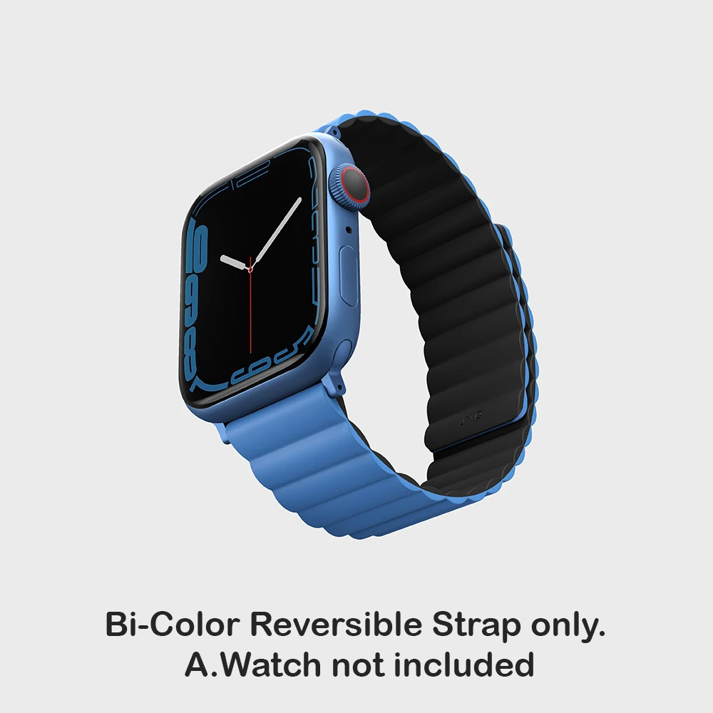 Picture of Apple Watch 49mm	Ultra  | nUiq Revix Reversible Magnetic Silicone Strap Apple Watch 49mm Ultra 45mm 44mm 42mm Series 1 2 3 4 5 6 7 SE Nike (Blue Black)