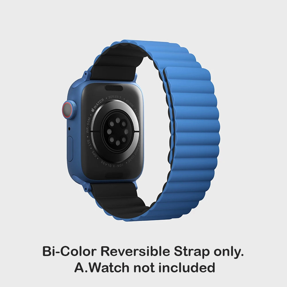 Picture of Apple Watch 49mm	Ultra  | nUiq Revix Reversible Magnetic Silicone Strap Apple Watch 49mm Ultra 45mm 44mm 42mm Series 1 2 3 4 5 6 7 SE Nike (Blue Black)