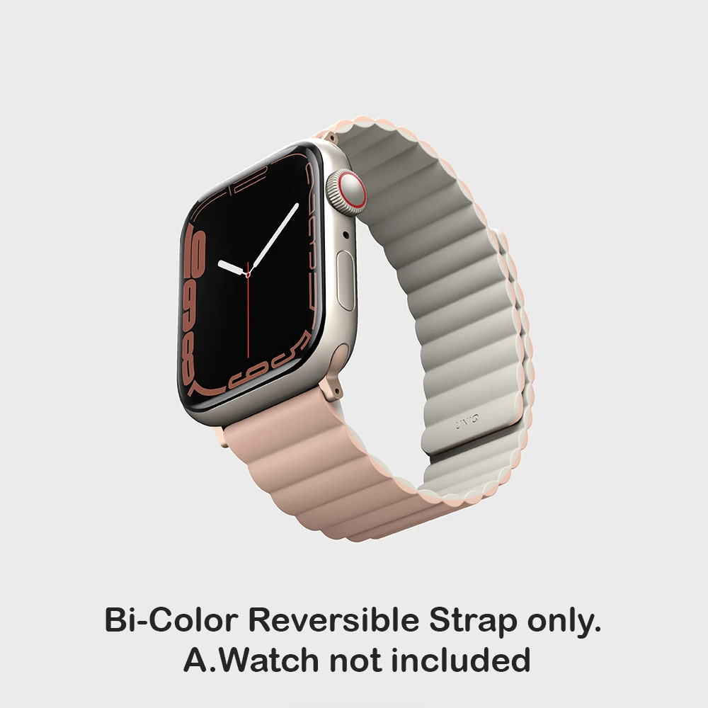 Picture of Apple Watch 49mm	Ultra  | Uniq Revix Reversible Magnetic Silicone Strap Apple Watch 49mm Ultra 45mm 44mm 42mm Series 1 2 3 4 5 6 7 SE Nike (Pink Beige)