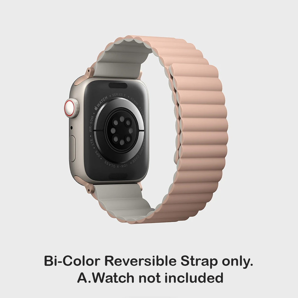 Picture of Apple Watch 49mm	Ultra  | Uniq Revix Reversible Magnetic Silicone Strap Apple Watch 49mm Ultra 45mm 44mm 42mm Series 1 2 3 4 5 6 7 SE Nike (Pink Beige)