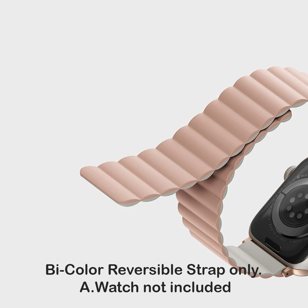 Picture of Apple Watch 49mm	Ultra  | Uniq Revix Reversible Magnetic Silicone Strap Apple Watch 49mm Ultra 45mm 44mm 42mm Series 1 2 3 4 5 6 7 SE Nike (Pink Beige)