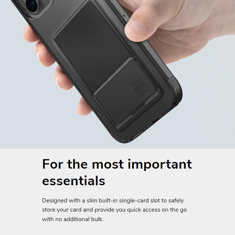 Picture of Apple iPhone 15 6.1 Case | Uniq Air Fender ID Card Holder Protection Case for iPhone 15 6.1 (Smoke)