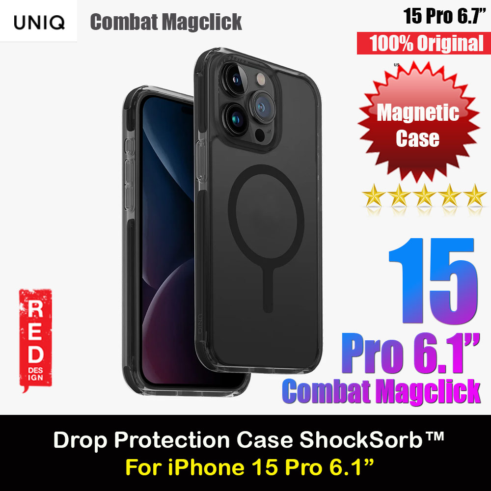 Picture of Uniq Magclick Combat Hybrid Ultra Tough Drop Protection Magnetic Charge Compatible Case for iPhone 15 Pro 6.1 (Black) Apple iPhone 15 Pro 6.1- Apple iPhone 15 Pro 6.1 Cases, Apple iPhone 15 Pro 6.1 Covers, iPad Cases and a wide selection of Apple iPhone 15 Pro 6.1 Accessories in Malaysia, Sabah, Sarawak and Singapore 