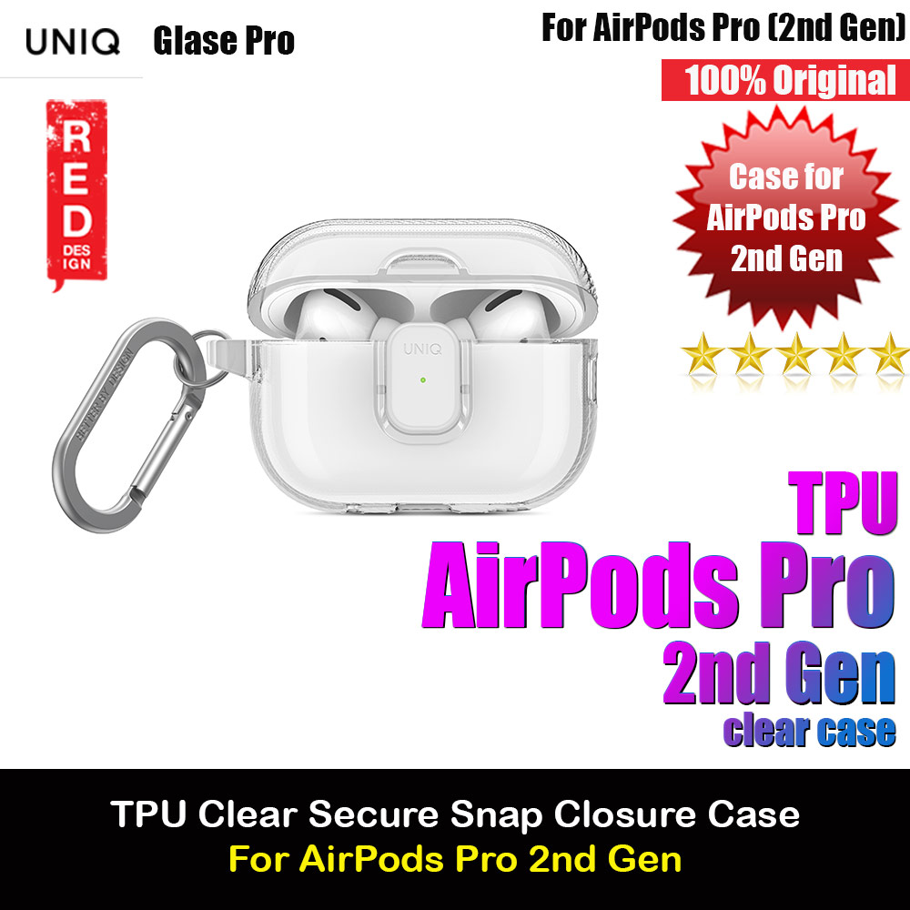 Picture of Uniq Glase Pro Secure Snap Closure Protective Protection Soft Clear Case with Carabiner for Apple Airpods Pro 2 (Clear) Apple Airpods Pro 2- Apple Airpods Pro 2 Cases, Apple Airpods Pro 2 Covers, iPad Cases and a wide selection of Apple Airpods Pro 2 Accessories in Malaysia, Sabah, Sarawak and Singapore 