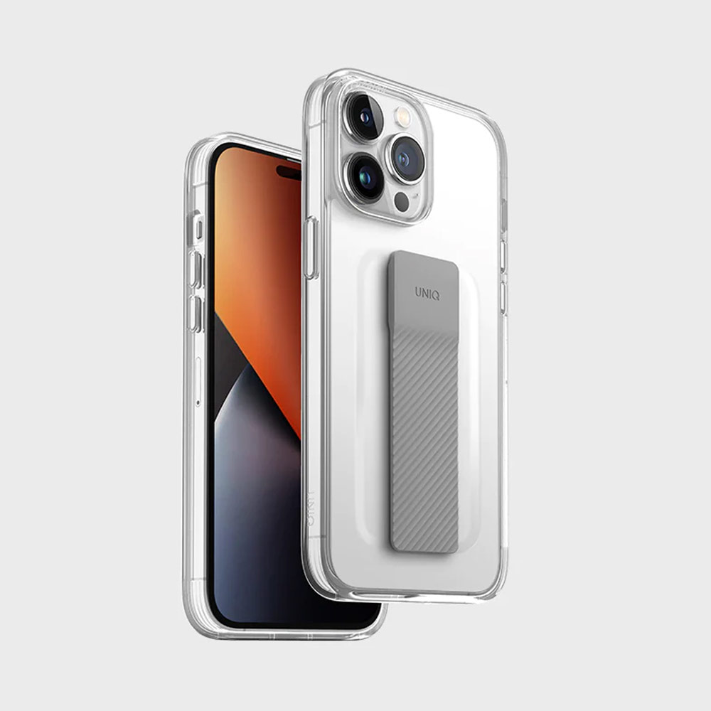 Picture of Apple iPhone 14 Pro 6.1 Case | Uniq Heldro Mount Hand Grip Design Drop Protection Case for iPhone 14 Pro 6.1 (Lucent Clear)