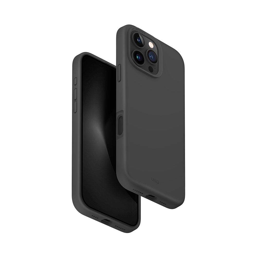 Picture of Apple iPhone 16 Pro Max 6.9 Case | Uniq Lino Hue Soft Feel Magnetic Mgsafe Drop Protection Case for iPhone 16 Pro Max 6.9 (Gray)