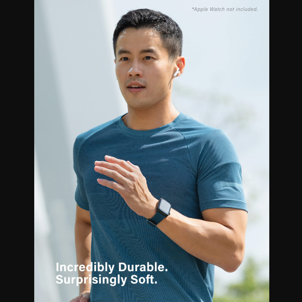 Picture of Apple Watch 42mm  | Uniq Linus Waterproof AiroSoft TM Breathable Silicone Strap Apple Watch 49 Ultra 45mm 44mm 42mm Series 1 2 3 4 5 6 7 SE 8 (Nautical Blue)