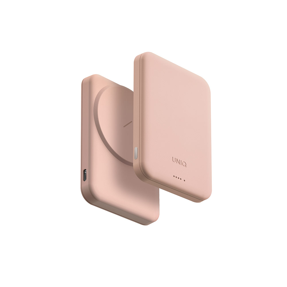 Picture of Uniq Lyden Lexa Super Ultra Slim Thin Pocket Small Size 5000mah Premium Leatherette Magnetic Power Bank MCMC Approved (Pink)