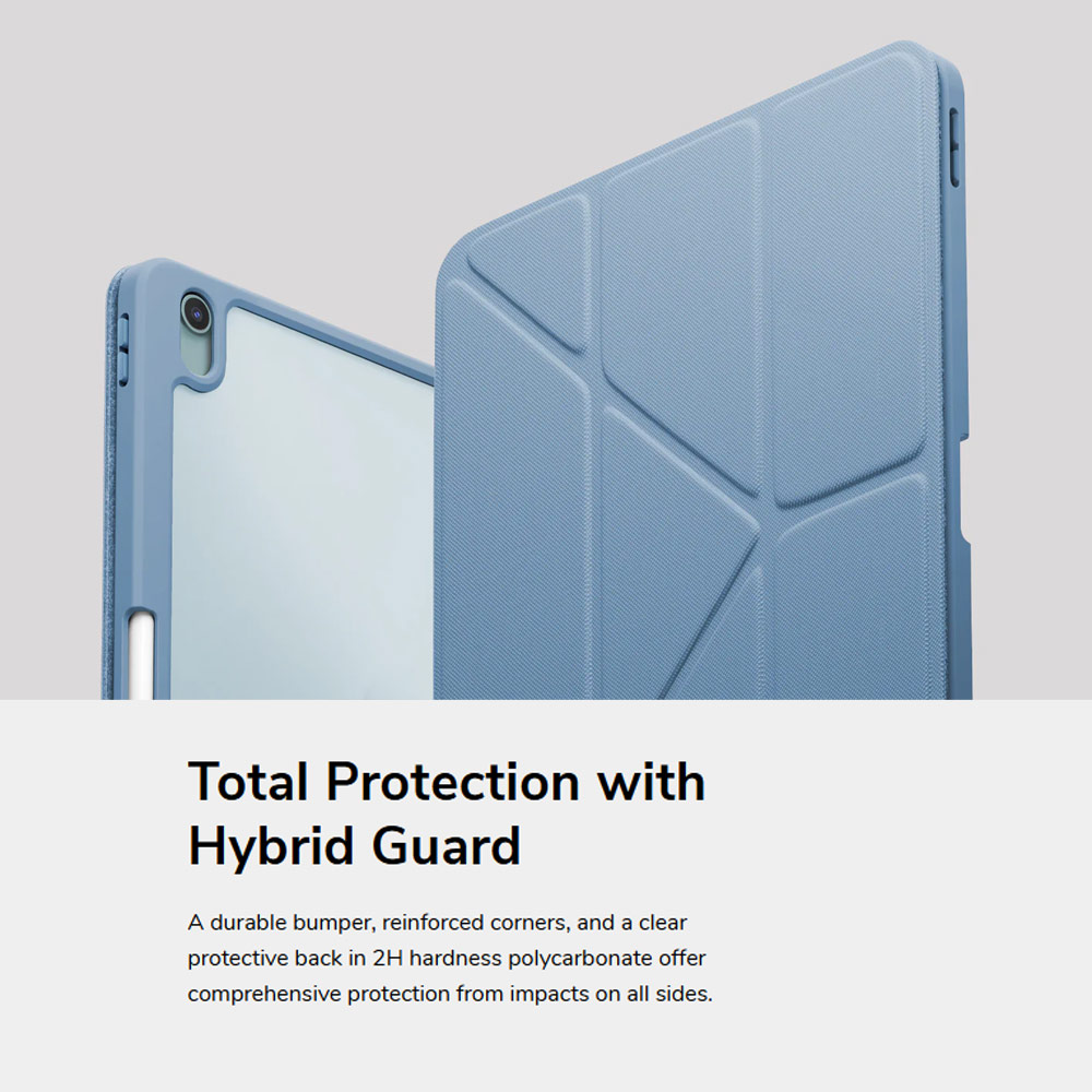 Picture of Apple iPad Air 10.9 2020 Case | Uniq Moven Tough Hybrid Case with Clear Scratch-Resistant Black Protection Flip and Standable Case with Pen Storage for iPad Air 10.9 4th 5th Gen 2020 2022 (Blue)