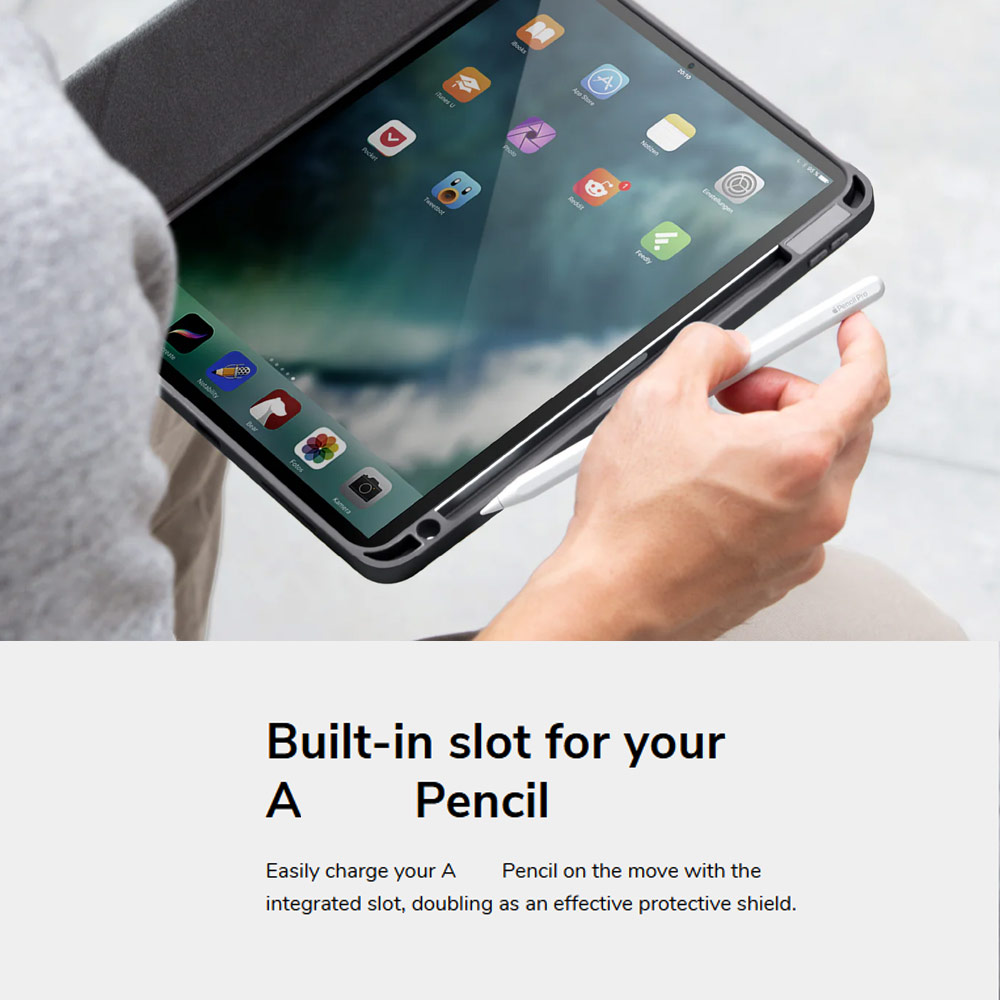 Picture of Apple iPad Air 10.9 2020 Case | Uniq Moven Tough Hybrid Case with Clear Scratch-Resistant Black Protection Flip and Standable Case with Pen Storage for iPad Air 10.9 4th 5th Gen 2020 2022 (Blue)