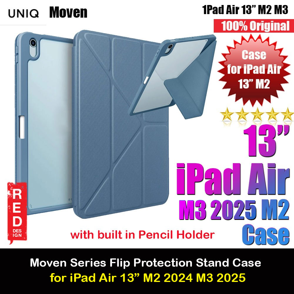 Picture of Uniq Moven Tough Hybrid Case with Clear Scratch-Resistant Black Protection Flip and Standable Case with Pen Storage for iPad Air 13 M2 2024 M3 2025 (Blue) Apple iPad Air 13 M3 2025- Apple iPad Air 13 M3 2025 Cases, Apple iPad Air 13 M3 2025 Covers, iPad Cases and a wide selection of Apple iPad Air 13 M3 2025 Accessories in Malaysia, Sabah, Sarawak and Singapore 