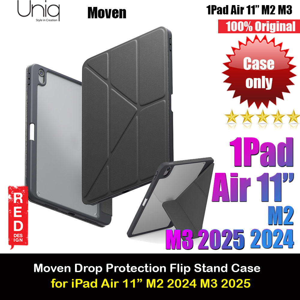 Picture of Uniq Moven Tough Hybrid Case with Clear Scratch-Resistant Back Protection Flip and Standable Case with Pen Storage for iPad Air 11 M2 2024 M3 2025 (Grey) Apple iPad Air 11 M2 2024- Apple iPad Air 11 M2 2024 Cases, Apple iPad Air 11 M2 2024 Covers, iPad Cases and a wide selection of Apple iPad Air 11 M2 2024 Accessories in Malaysia, Sabah, Sarawak and Singapore 
