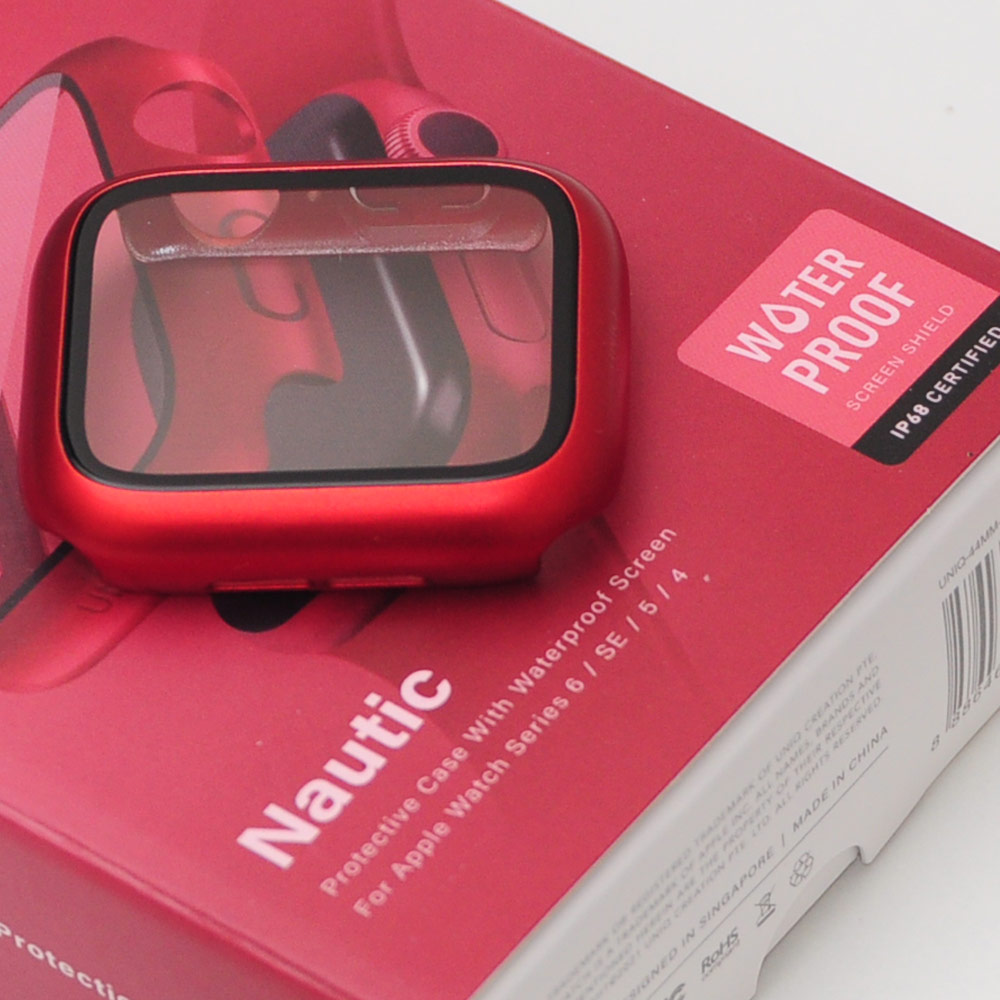 Picture of Apple Watch 44mm Case | Uniq Nautic Series Case with IP68 Splash Proof Dust Proof High Sensitivity Touch 9H Tempered Glass for Apple Watch 44mm (Red)