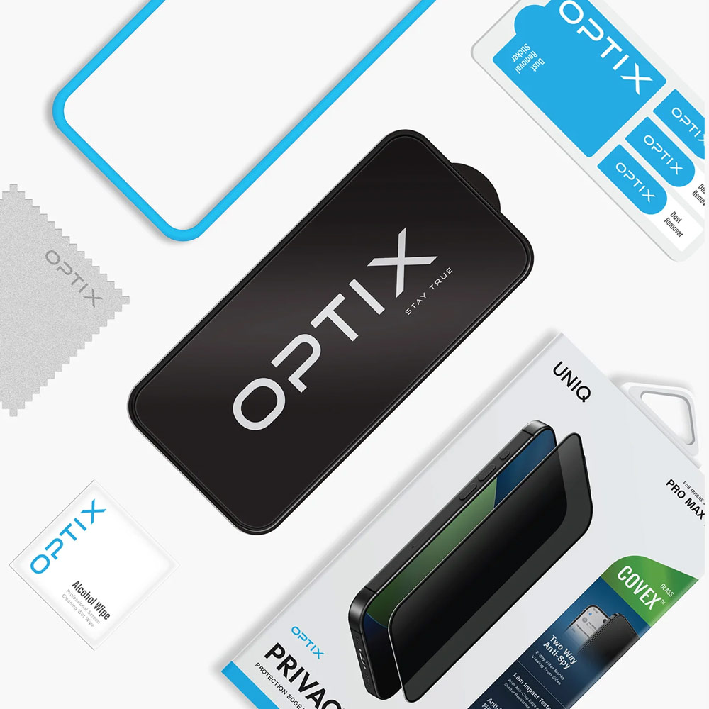 Picture of Apple iPhone 17 6.3 Screen Protector | Uniq Optix Covex Privacy Anti View Anti Peep Tempered Glass Screen Protector with Installation Helper Kit for iPhone 17 6.3 (Privacy)