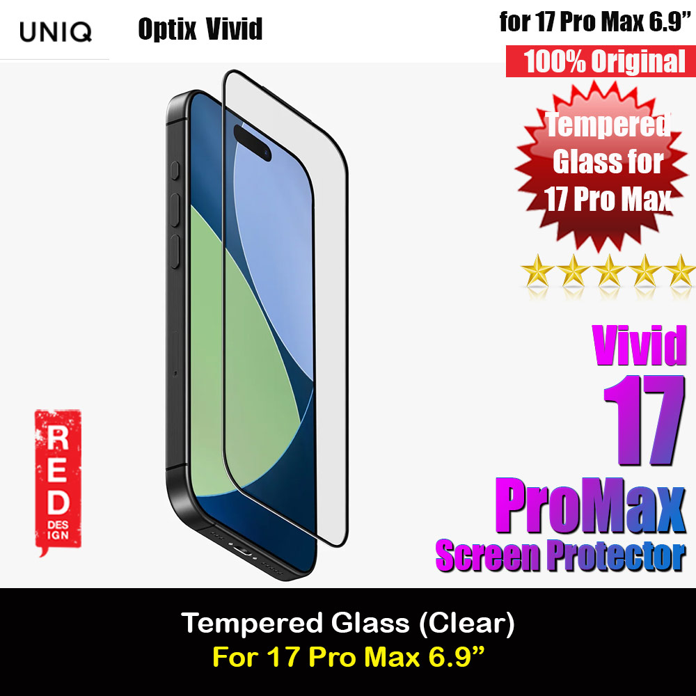 Picture of Uniq Optix Covex Vivid Tempered Glass Screen Protector with Installation Helper Kit for iPhone 17 Pro Max 6.9 (Clear) Apple iPhone 17 Pro Max 6.9- Apple iPhone 17 Pro Max 6.9 Cases, Apple iPhone 17 Pro Max 6.9 Covers, iPad Cases and a wide selection of Apple iPhone 17 Pro Max 6.9 Accessories in Malaysia, Sabah, Sarawak and Singapore 