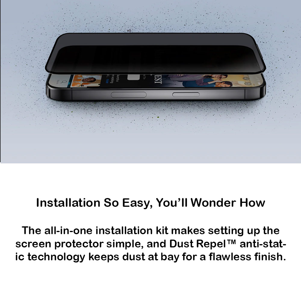 Picture of Apple iPhone 16 6.1 Screen Protector | Uniq Optix Privacy Anti View Anti Peep Tempered Glass Screen Protector with Installation Helper Kit for iPhone 16 6.1 (Privacy)