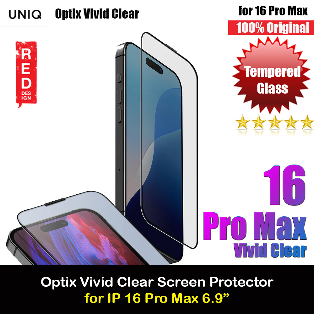 Picture of Uniq Optix Vivid Tempered Glass Screen Protector with Installation Helper Kit for iPhone 16 Pro Max 6.9 (Clear) Apple iPhone 16 Pro Max 6.9- Apple iPhone 16 Pro Max 6.9 Cases, Apple iPhone 16 Pro Max 6.9 Covers, iPad Cases and a wide selection of Apple iPhone 16 Pro Max 6.9 Accessories in Malaysia, Sabah, Sarawak and Singapore 